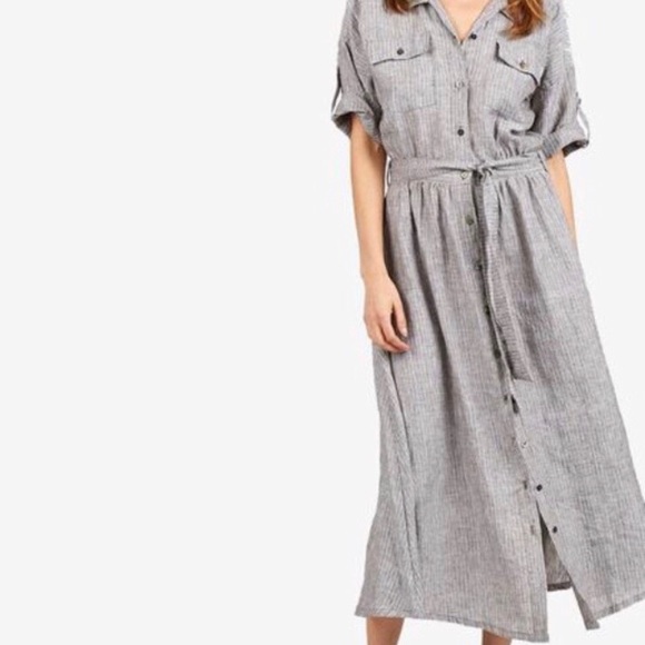 Cleobella Cayman Linen Shirt Dress Maxi - Picture 2 of 7